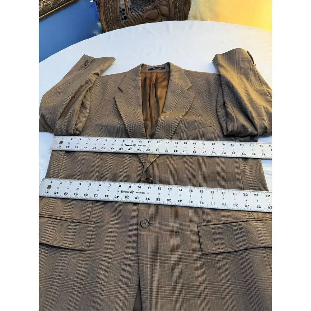 Polo University Club By Ralph Lauren Brown Plaid Gingham Blazer Size 43R